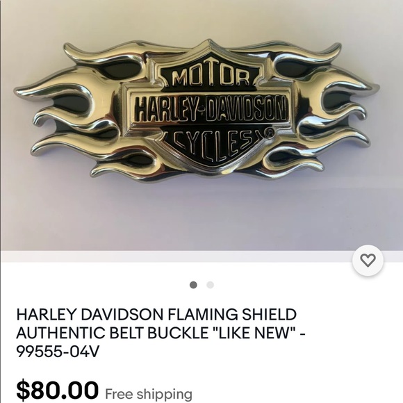 HARLEY-DAVIDSON Flame Tooled Black Leather Belt & Belt Buckle Size 36 - Picture 14 of 16